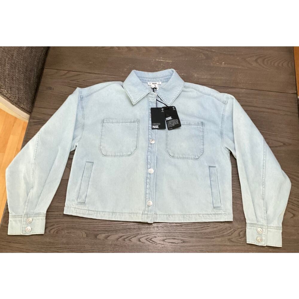 Paige Women's Denim Cropped Jacket Conner Shacket Beaumont Size Medium NWT - Picture 5 of 13